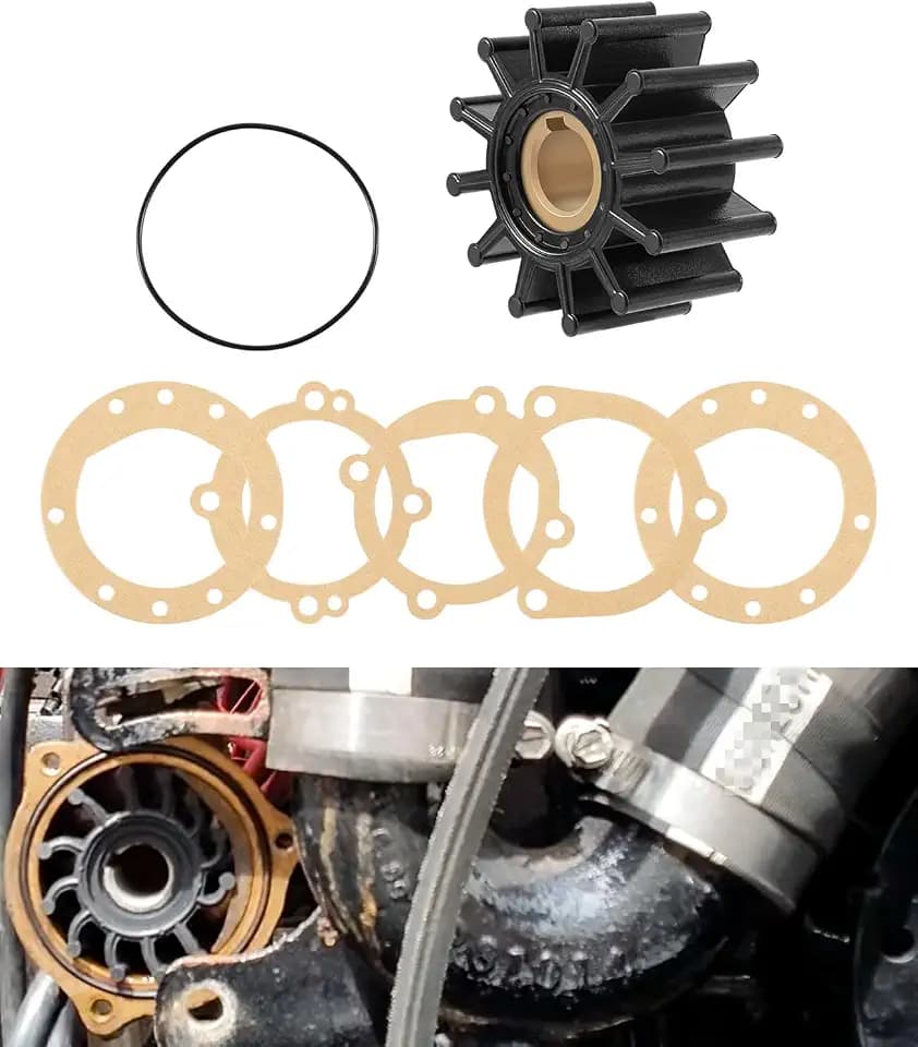 09959K Water Pump Impeller Kit for Sherwood 09959K & 11148, Jabsco 18838-0001, Johnson 09-701B-1, Volvo Penta 835512-5 3854286, 12-Blade Marine Inboard Engine Impeller Replacement Kit