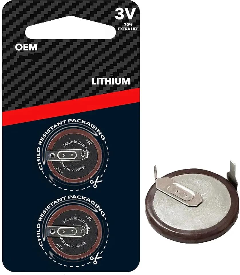 Replacement Key Fob Battery VL2020 90 Degree Pins Compatible with BMW 1 3 5 6 7 Series E90 E92 E93 Keyless Remote Start, 2 Count