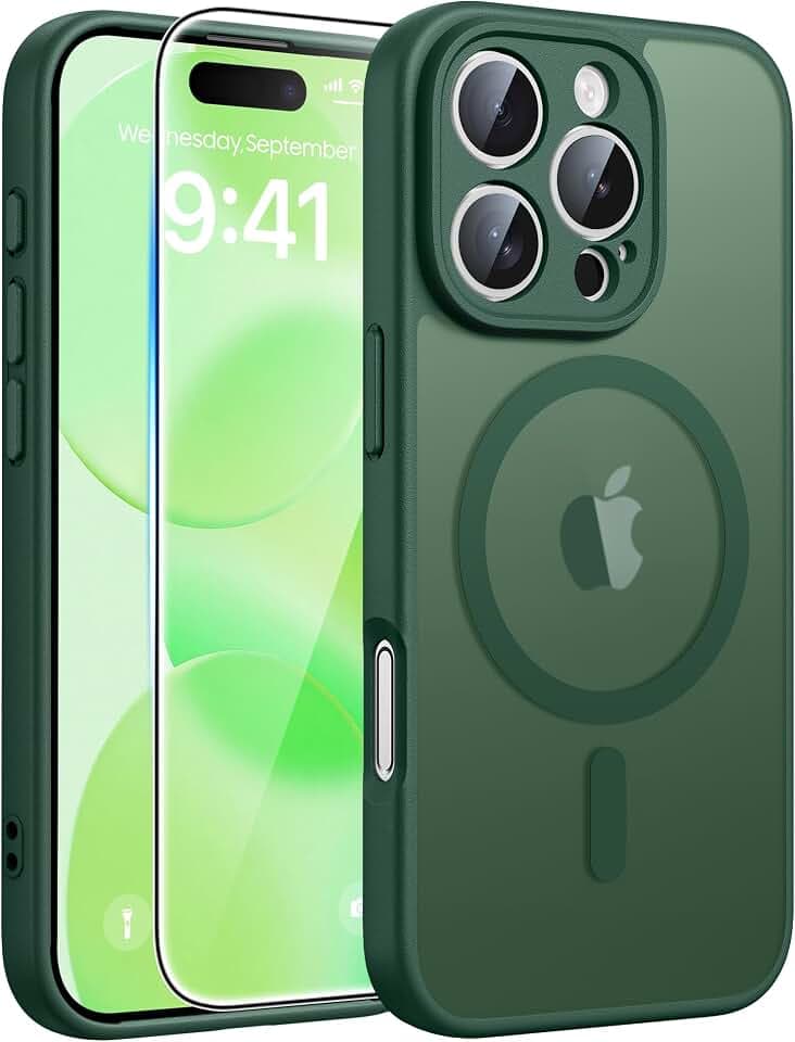 FNTCASE for iPhone 16 Pro Max Case, Fit for Magsafe, Glass Screen Protector