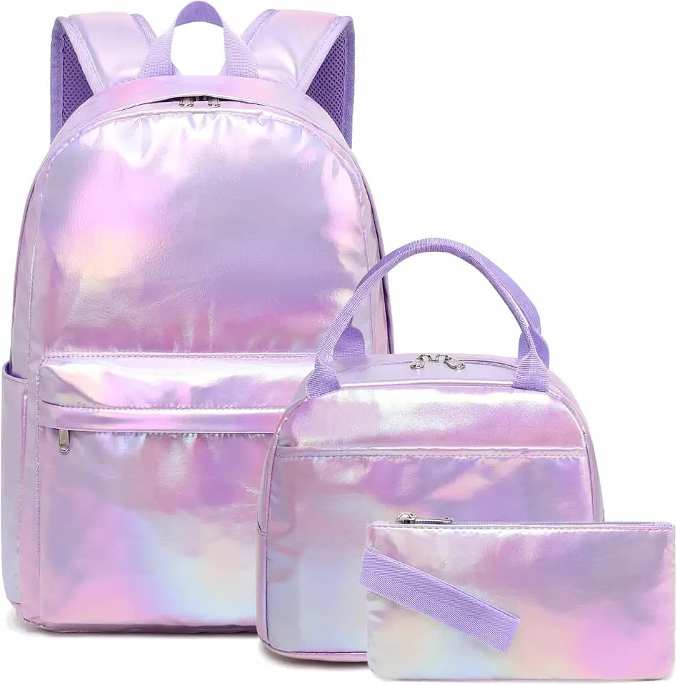 Meisohua School Backpack for Girls Water Resistant Backpack for Kids Elementary Middle School College Teen Girl Backpack 3pcs Set with Lunch Box Pencil Case