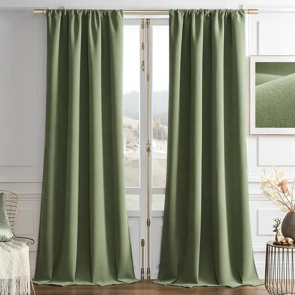 Joydeco Velvet Blackout Curtains Black Out Curtain 96 Inch Drapes