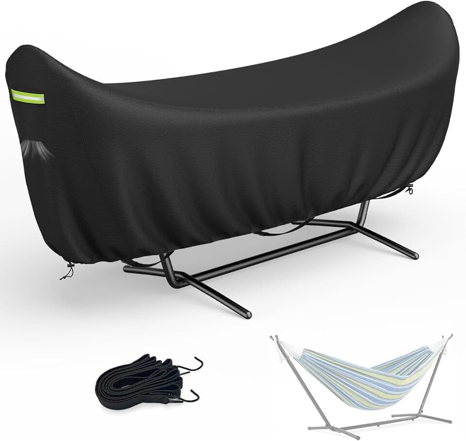 AKEfit Hammock Cover,400D Upgraded Waterproof Hammock Cover for 11-12 Ft Hammock with Including Adjustable Buckle Strap,150" L x 59" W x 31" H-Black