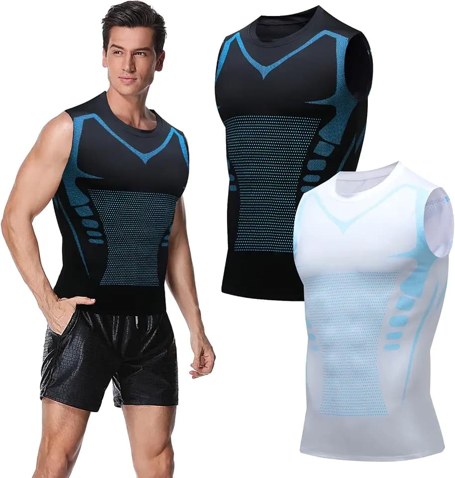 Ronronner 2 StüCk Shapewear Herren Bauchweg, 2024 Bauchweg Herren, Shaping Weste, Shapewear Men, KöRperföRmig, Atmungsaktives Eis-Seiden-Gewebe - Sportbekleidung FüR MäNner