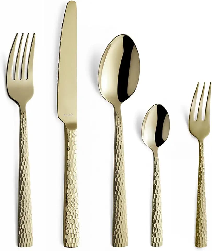 Amefa FELICITY Besteck Set 6 Personen 30 tlg Champagner, PVD, gehämmert
