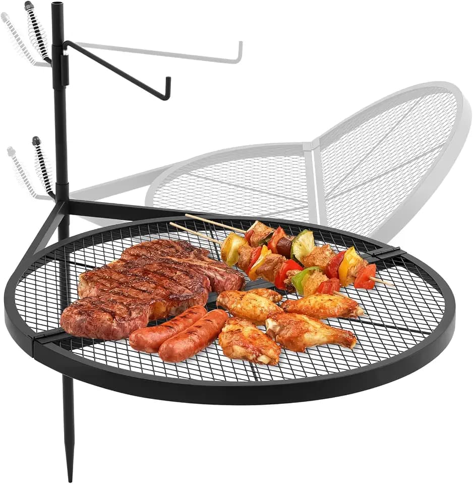24 in Swivel Fire Pit Grill Grate, Foldable Camping BBQ Rack
