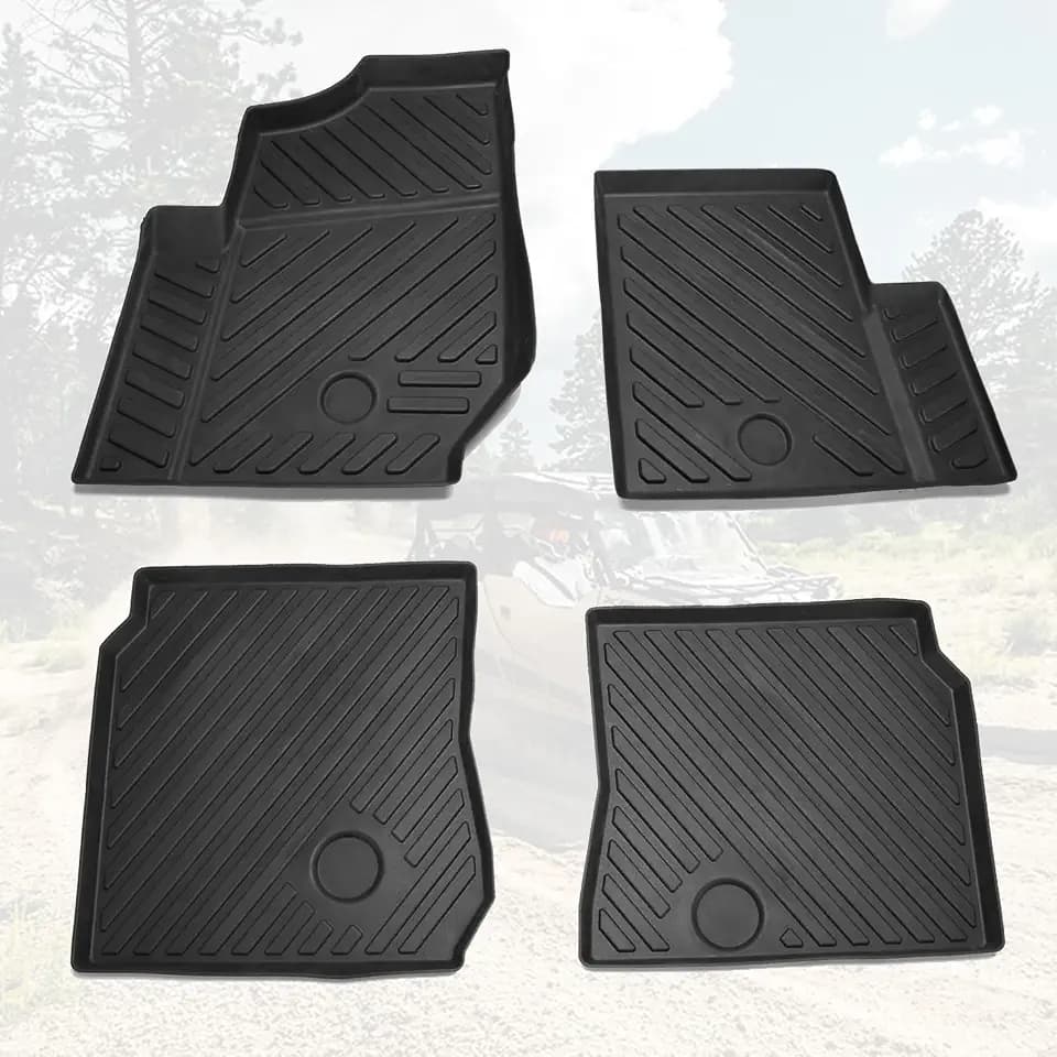 A & UTV PRO Floor Mat for Polaris General XP 4 1000/ General 4 1000 2016-2025, Front and 2nd Row Floor Slush Liner, All Weather TPE Material Protection Accessories, Custom Fit, Waterproof, 4PCS