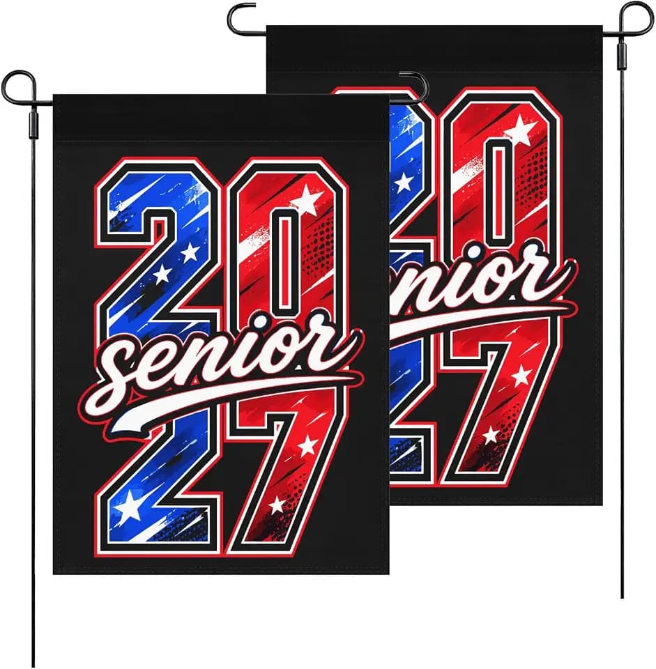 Senior 2027 Garden Flag, Red Blue Class of 2027 Yard Decor