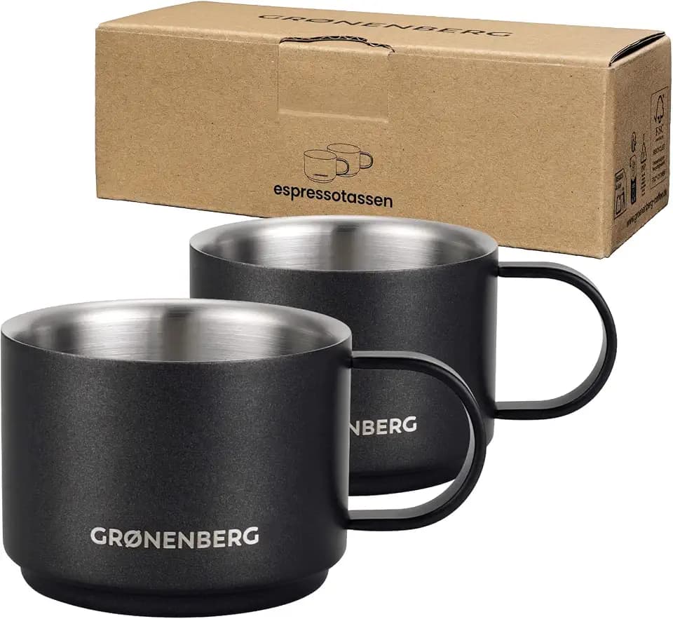 Groenenberg Espressotassen Edelstahl 2er Set, black I Kaffeetasse Espresso (2er Set)