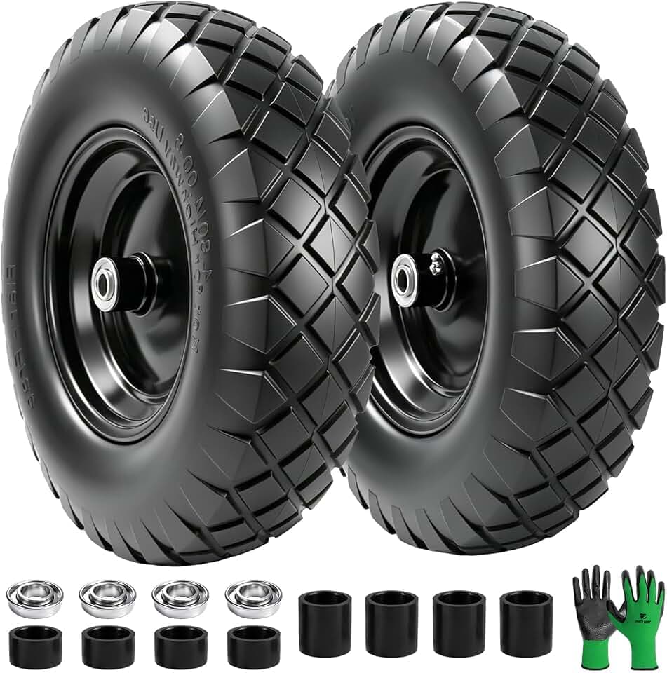 Parts Camp 4.80/4.00-8 Tire and Wheel 16" Wheelbarrow Tires Flat Free