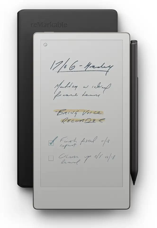 Remarkable Paper Pro Move mit Marker Plus und Book Folio – Schwarzes Leder