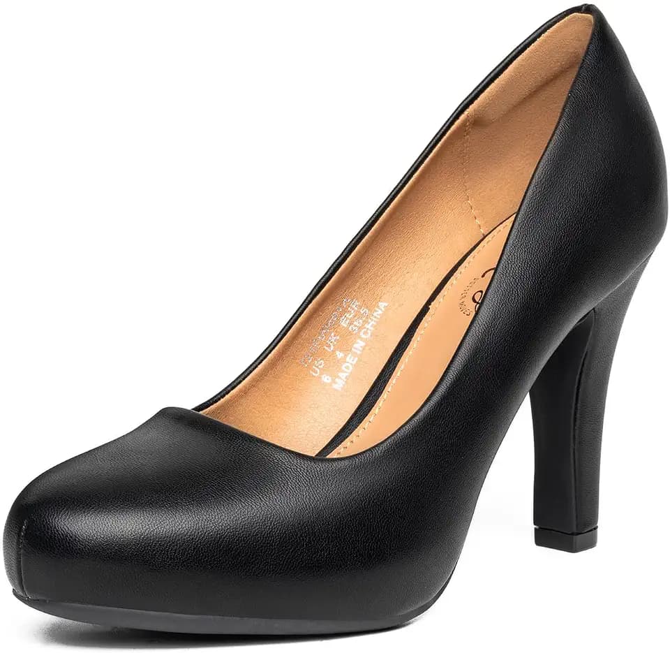 Trary High Heels, Black Heels White Heels Brown Heels Nude Heels Platform Heels, 3.2IN High Heel Closed Round Toe Pumps Dress Office Wedding Shoes for Women