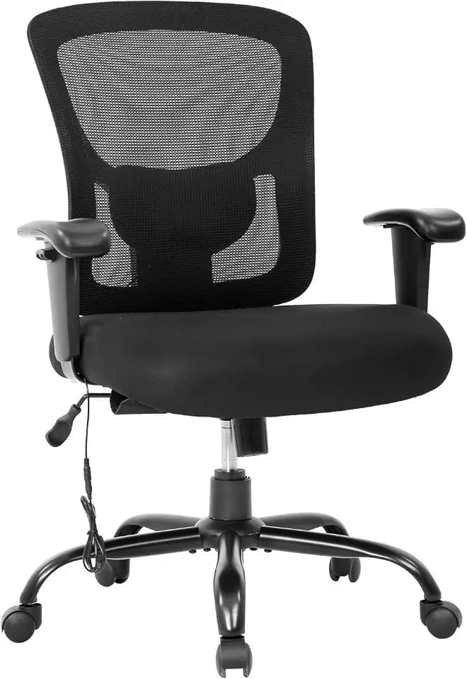 Big and Tall Office Chair 400lbs Cheap Desk Chair Mesh Computer Chair with Lumbar Support Wide Seat Adjust Arms Rolling Swivel High Back Task Executive Ergonomic Chair for Women Men,Black
