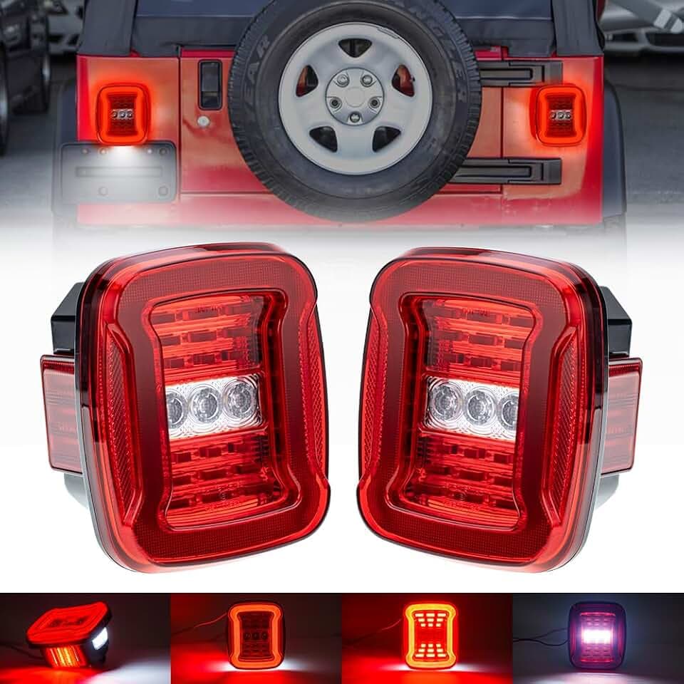 Led Tail Lights Kit for 1987-1995 J'eep Wrangler YJ, 1997-2006 Wrangler TJ
