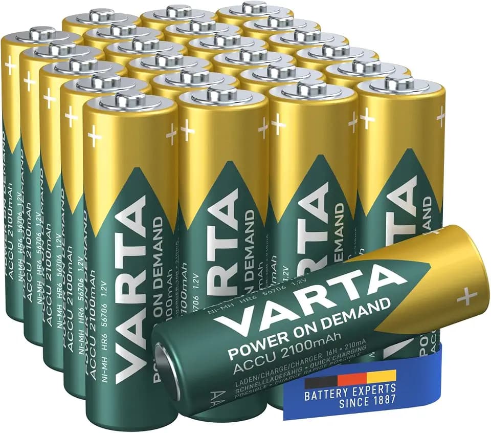 VARTA Batterien AA, wiederaufladbar, 24 Stück, Akku, Power on Demand, 2100 mAh Ni-MH, vorgeladen, sofort einsatzbereit [Exklusiv bei Amazon]