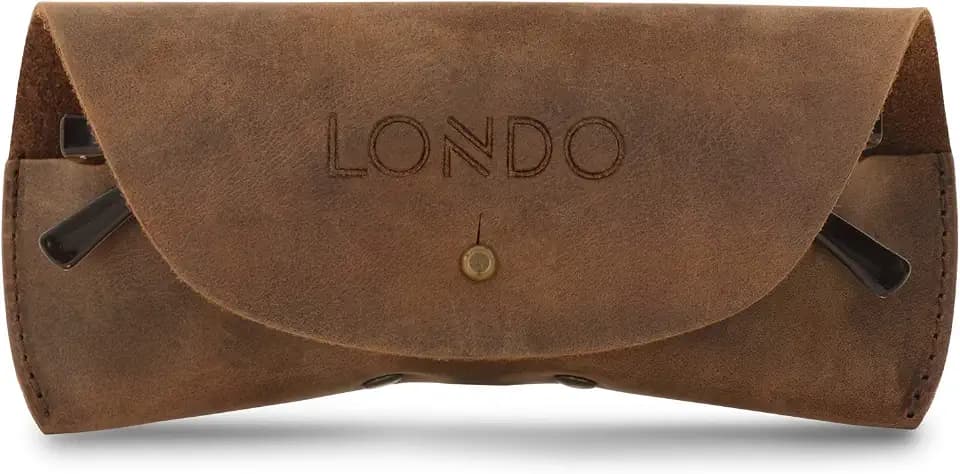 LONDO Genuine Leather Eyeglass Case with Button Closure