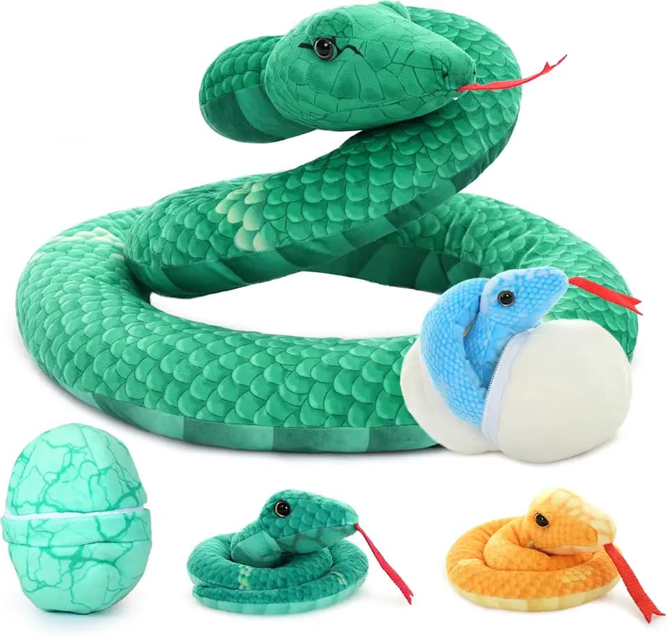 Muiteiur Snake Stuffed Animal 55", Mommy Snake Plush with Babies for Kids