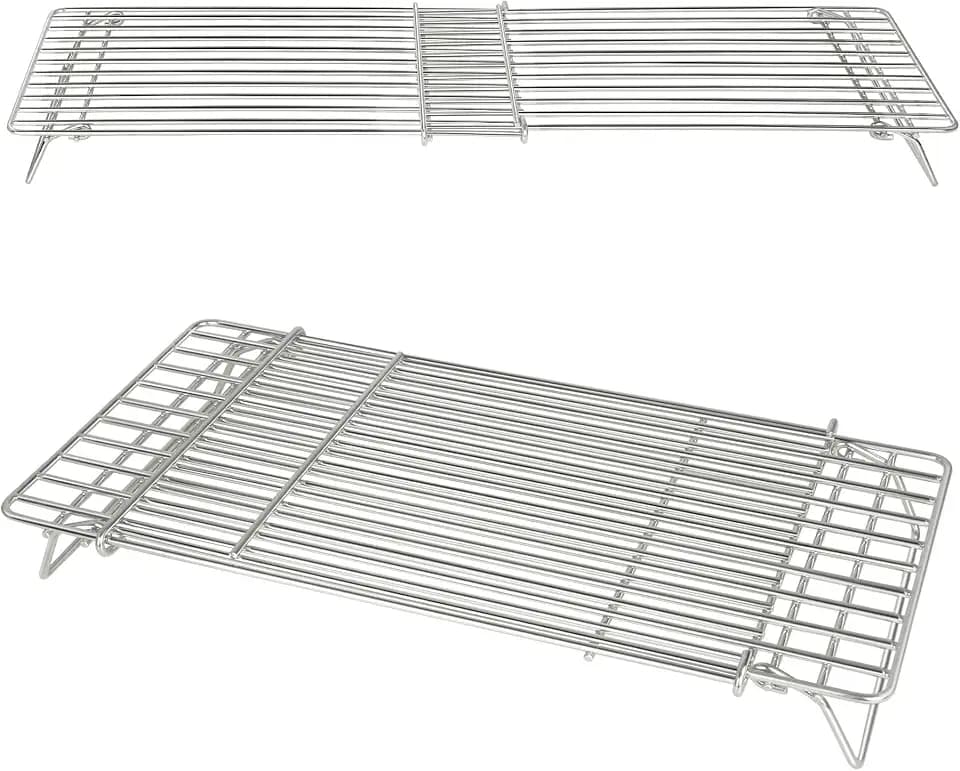 CANDANA Griddle Warming Rack for Blackstone 17 22 28 36 Inch Adjustable Upper Grid Shelf for Weber Pit Boss Nexgrill Charbroil and Most Tabletop Flat Top Grill Parts BBQ Accessories - Pack of 2