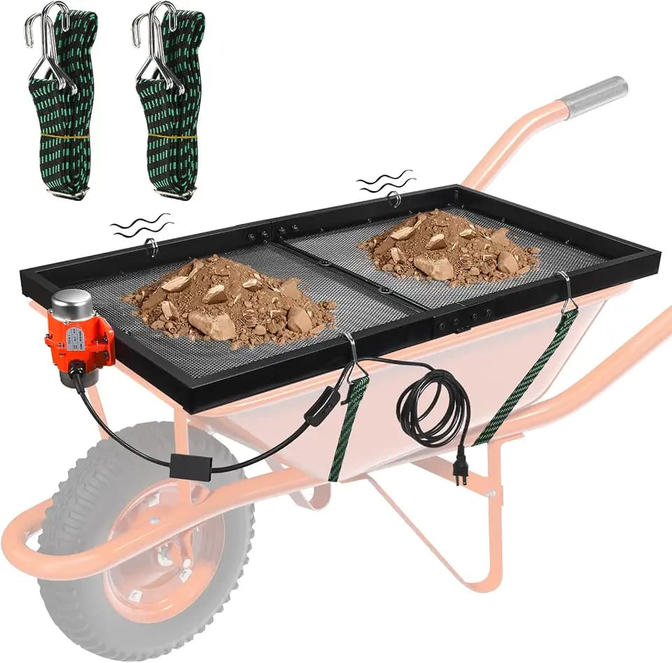 Soil Sifter with 40W Motor, Metal Sifter for Rocks with Switch & Noise-Reducing Rubber Pads, Automatic 39" x 19.5" Large Compost Screen Sieve for Sand-Idea for Most Wheelbarrow Carts (Not Included)