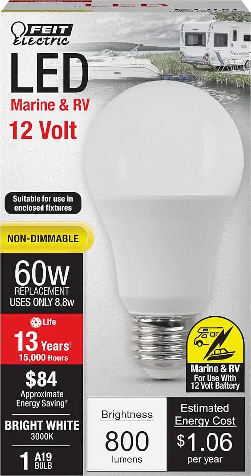 Feit Electric A19 LED Bulb, 8.8W, E26, 3000K, 800 lm, OM60/930CA/LED-12/BX