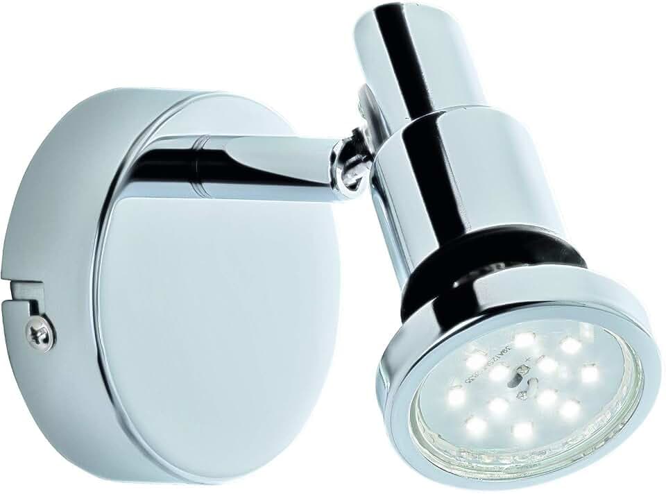 Briloner Leuchten - LED Spot, Wandspot, Badleuchte, Badlampe, IP44, Strahler dreh- und schwenkbar, 1x GU10, 4 Watt, 400 Lumen, 3.000 Kelvin, Chrom, 80x106mm (DxH), 2992-018