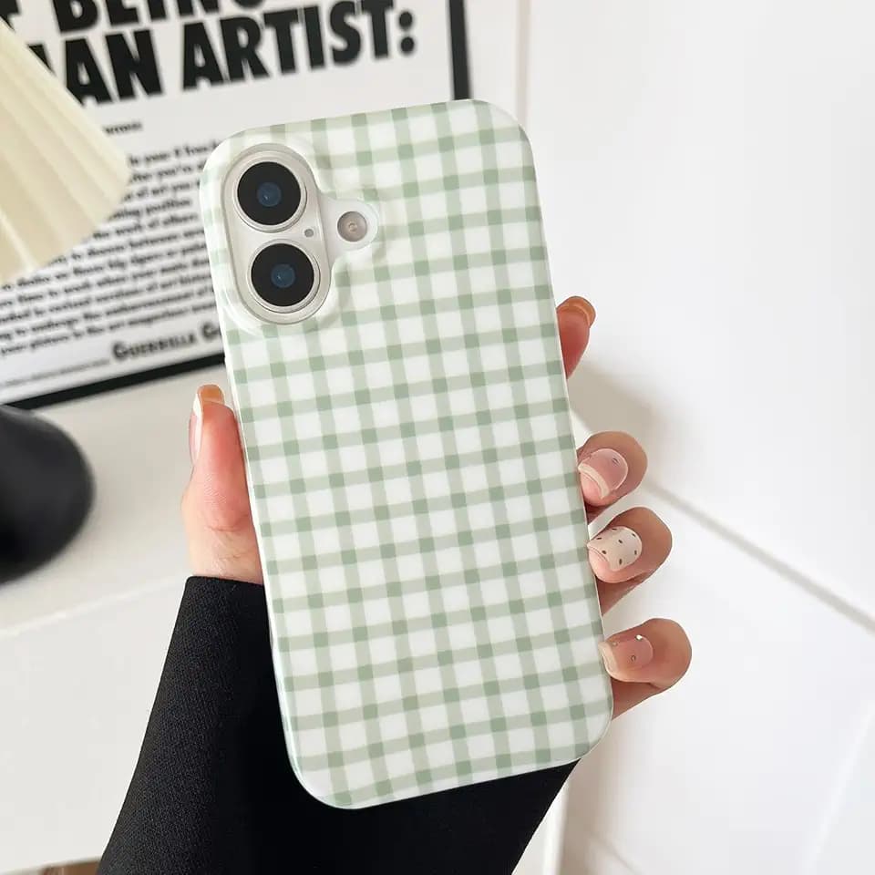ZTOFERA Cute Aesthetic Checkerboard Case for iPhone 17,Green