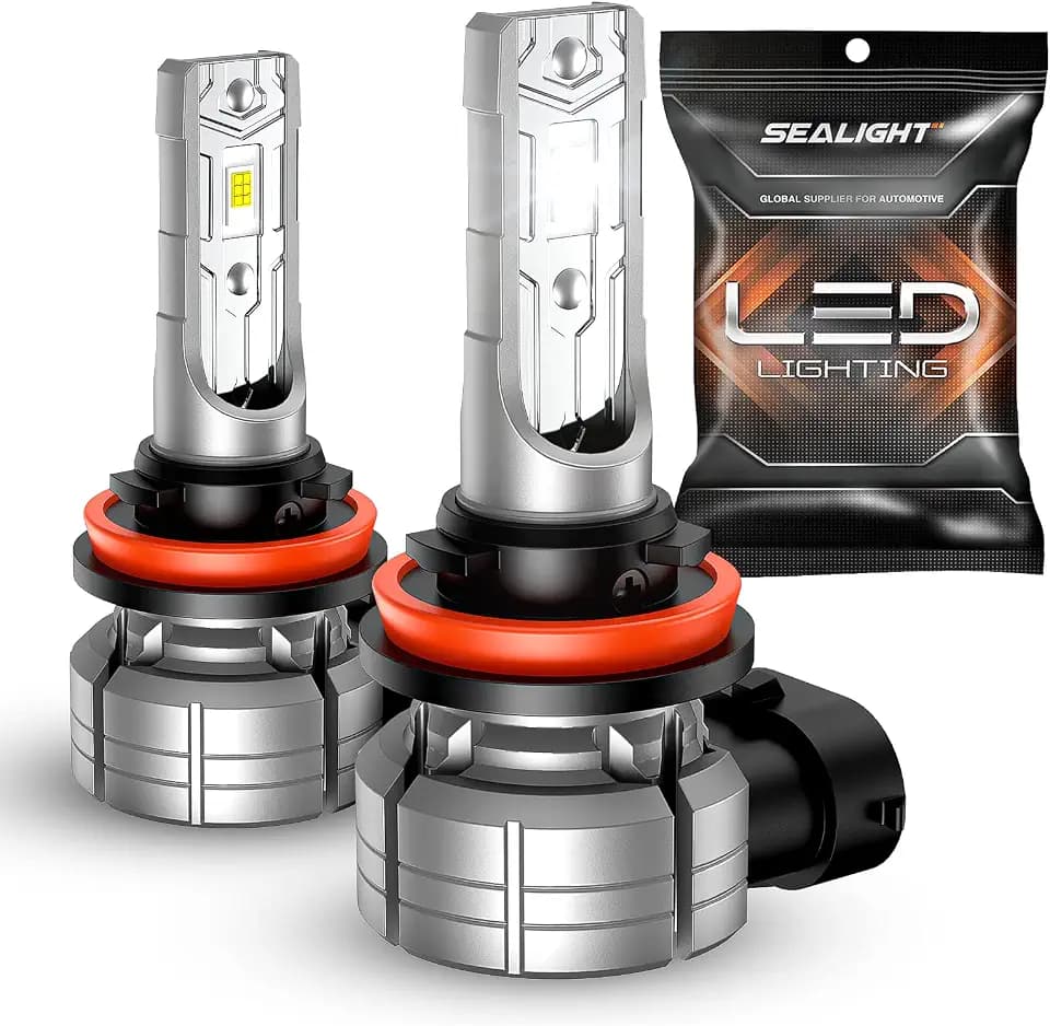SEALIGHT H11 H8 LED Fog Light Bulb, 14000LM 24W Strong Penetration H8 H16 H11 LED Fog Lights, 6500k Cool White 5530 CSP Chips, IP68 Waterproof Plug and Play, Pack of 2