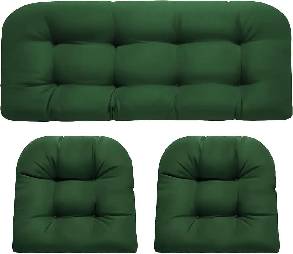 DANGHOOGY Wicker Chair Cushions, Waterproof 3Pcs Outdoor Cushion Set Green