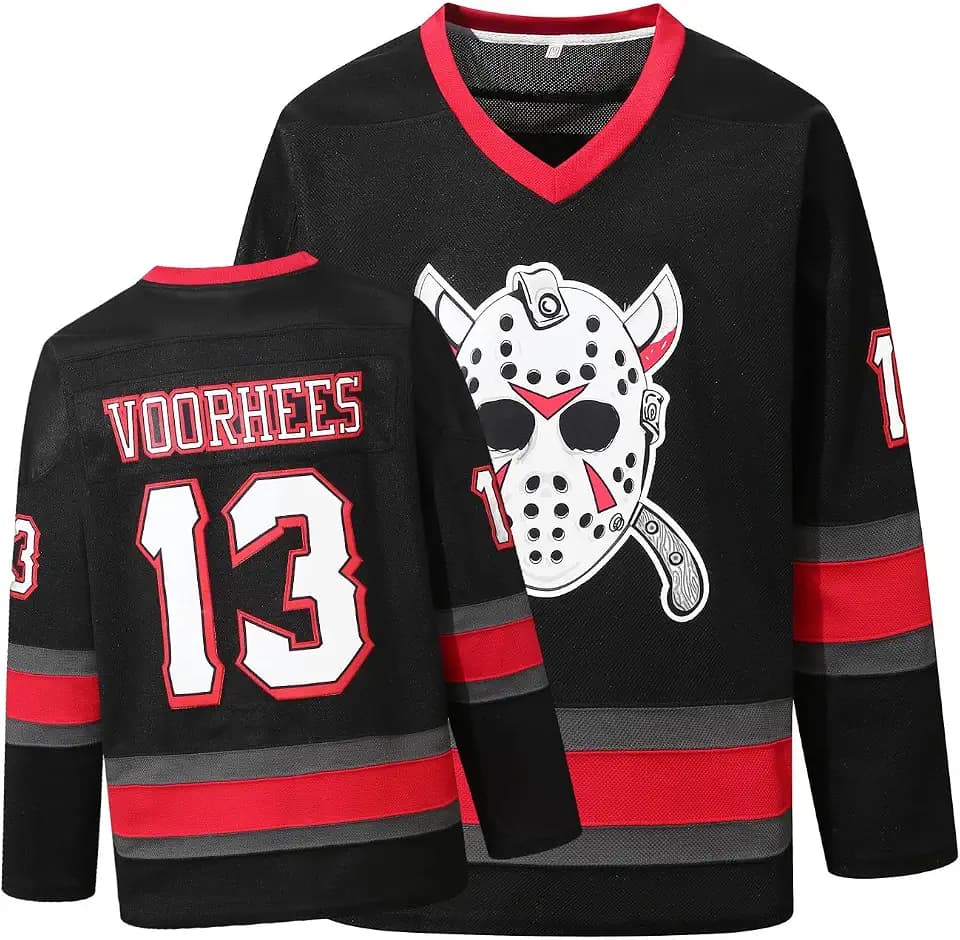 Youth Voorhees Jason 13 Friday Movie Ice Hockey Jersey Halloween