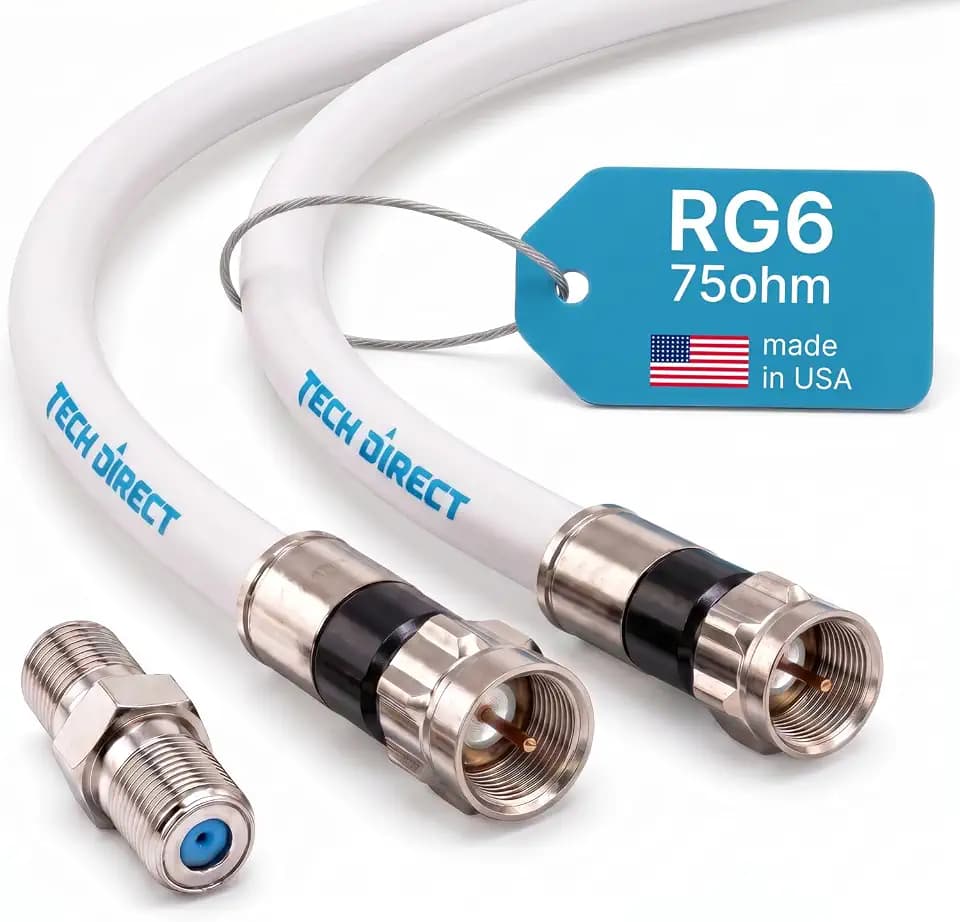 5FT RG6 Coaxial Cable with Connector, Coax Cable White