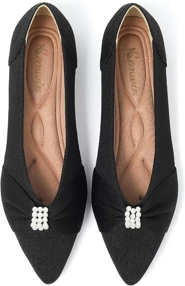 Semwiss Women's Pointed Toe Pearl Ballet Flats Dressy Comfortable Shoes​