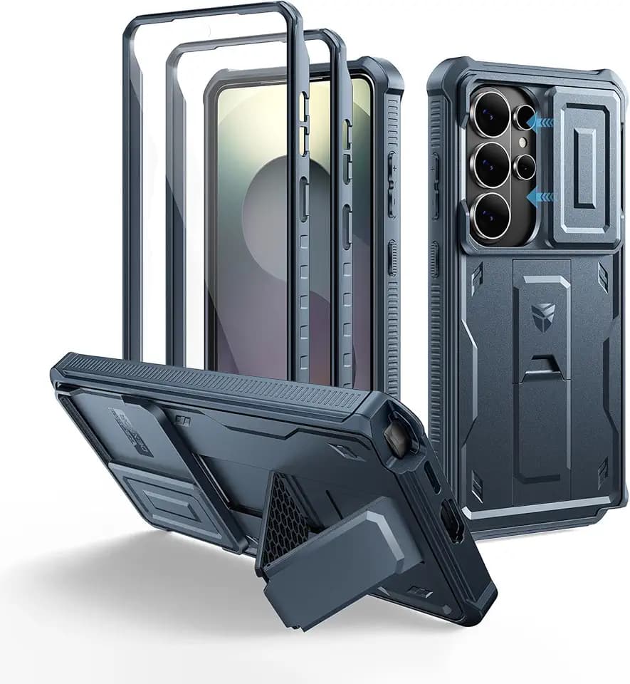 Dexnor for Samsung Galaxy S26 Ultra Case with Upgraded Slide Camera Cover & 2 Front Frames & Built-in Screen Protector & Kickstand, Heavy-Duty Rugged Case Full-Body Protective Cover(2026),Navy Blue