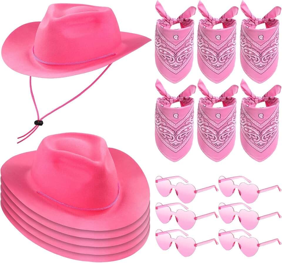 Newcotte 18 Pcs Cowboy Hat and Bandana Glasses Set for Men Women