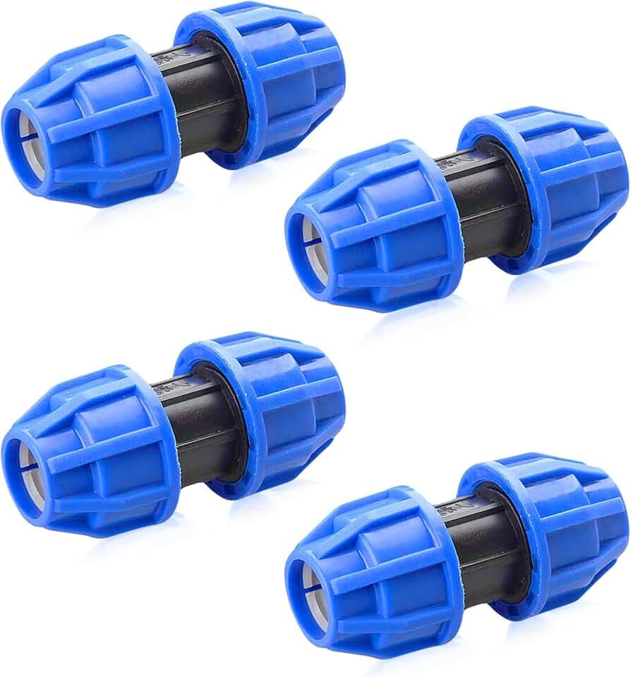 PE Kunststoff 25 mm x 25 mm gerade Kupplung für PE Rohr 25 mm Blau 4 Stück