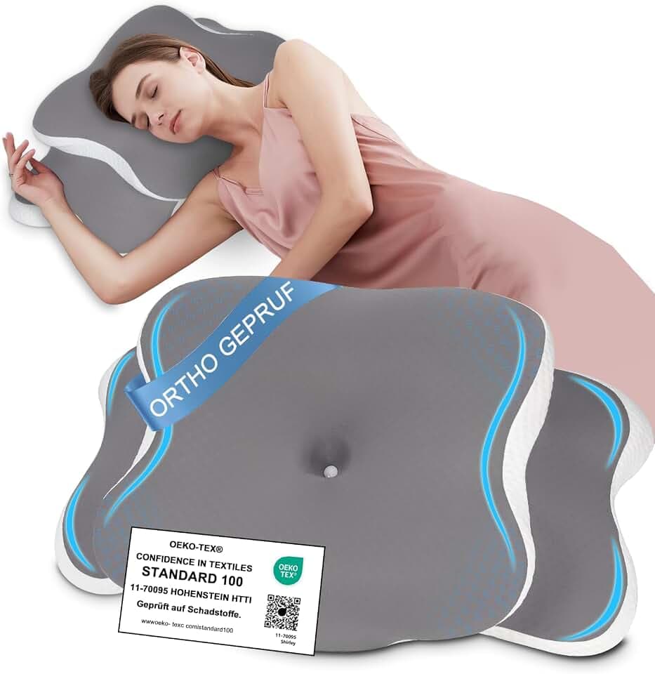 Orthopädisches Kissen, Ergonomisches Kopfkissen Automatischer Rückfederung, Kopfkissen Nackenschmerzen mit Memory Foam für Seiten-, Rücken-und Bauchschläfer