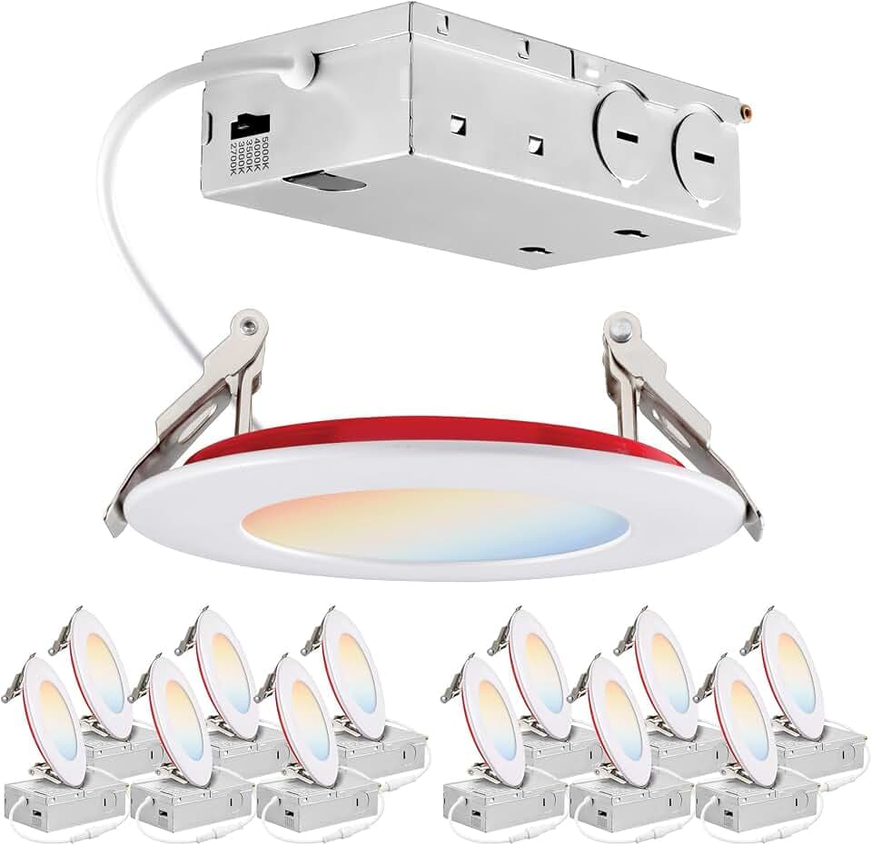 PARMIDA 12 Pack 4 Inch Fire Rated LED Recessed Light 2 HR Fire Rating, 5CCT