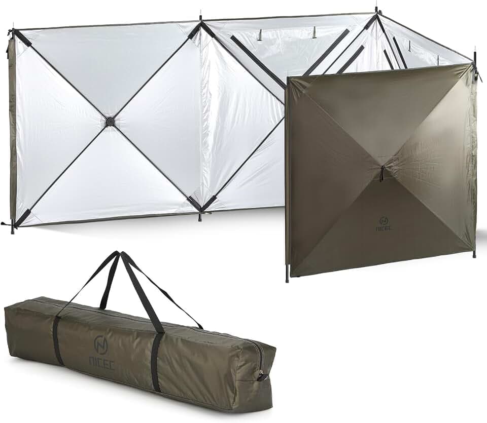 Nice C 4FT Camping Wind Screen, 4 Panel Privacy Fence Wind Blocker (Green)