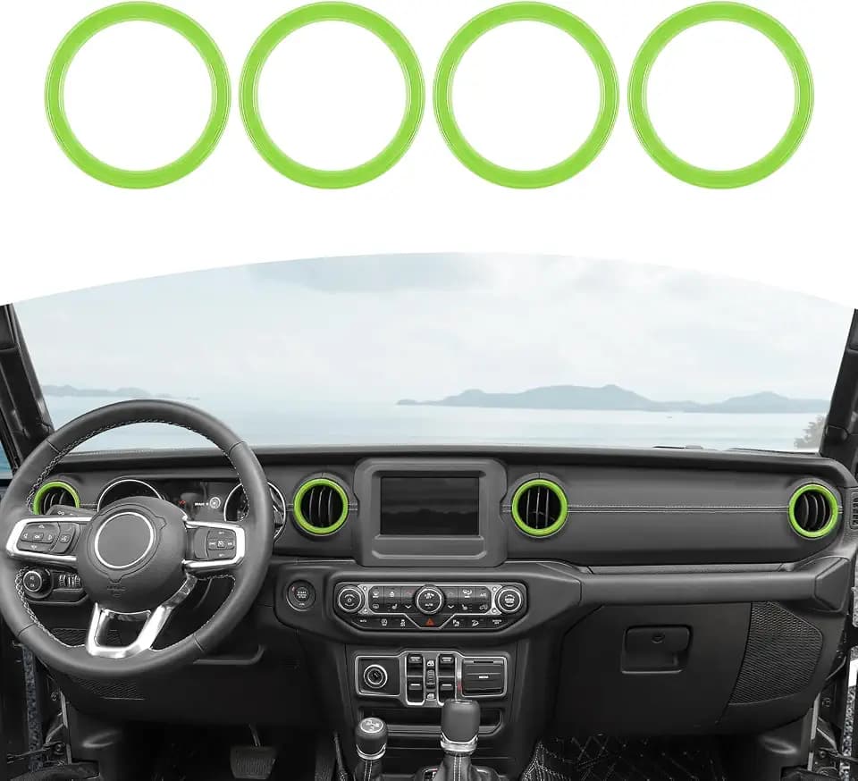 RT-TCZ for Wrangler JL Dash Air Vents Cover Trim Stickers Green for Jeep Wrangler JL JLU Gladiator JT 2018-2023 Green Interior Accessories 4pcs