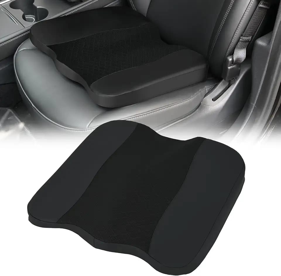 Nilight Car Seat Cushion 1PC Black Leather Mesh Memory Foam Universal