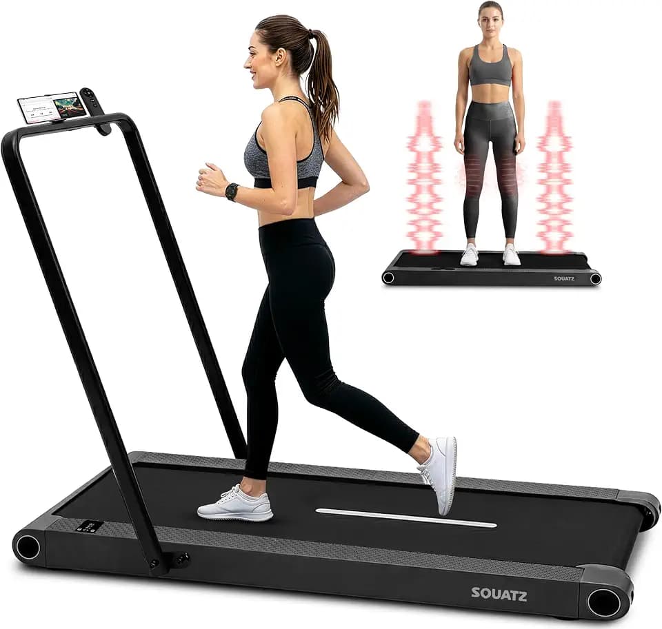 SQUATZ Walking Pad Laufband mit Vibrationsplatte, klappbares Laufband für Zuhause und Home Office, Fernbedienung, LED Display, leiser Motor, bis 120 kg