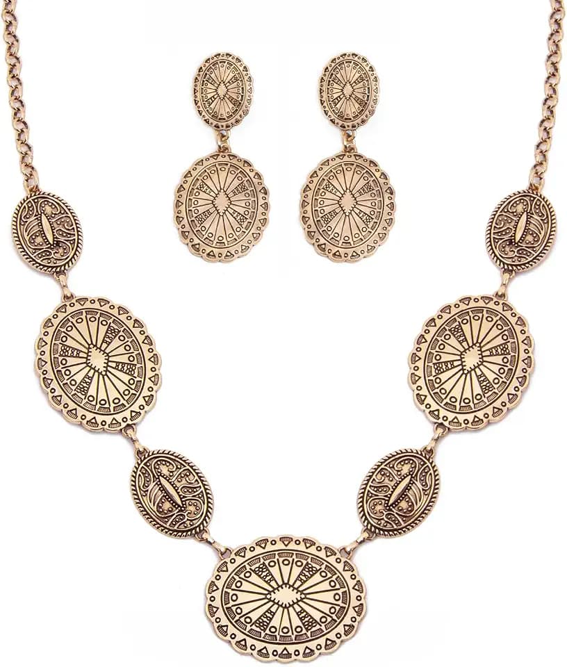 TOPACC Western Jewelry Set for Women Cowgirl Western Necklace with Earrings