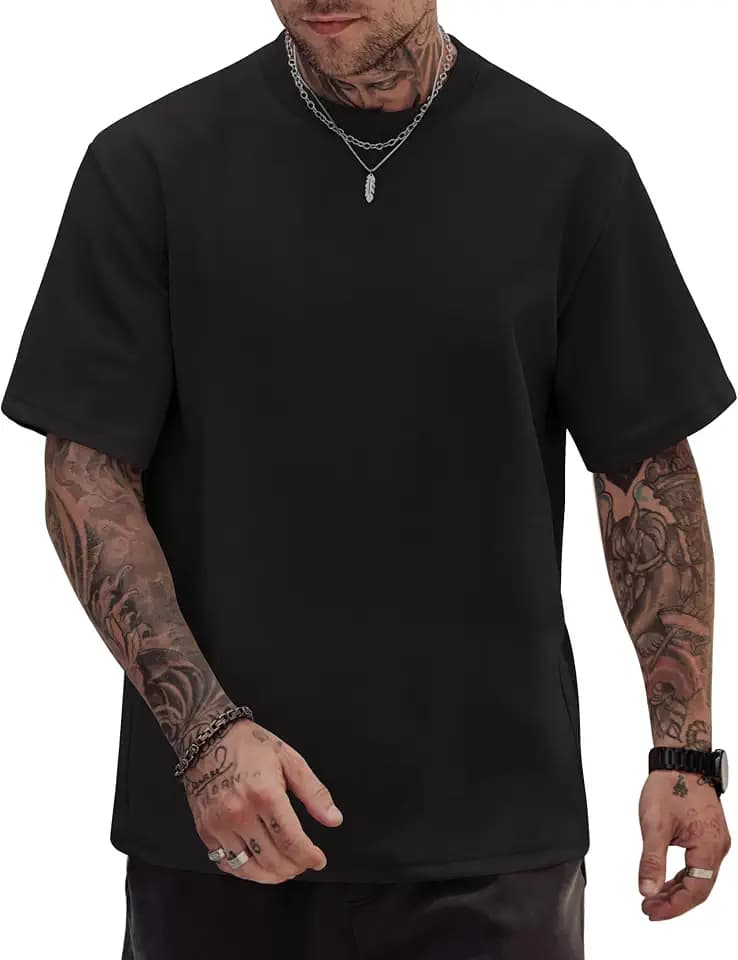 Herberton Mens Oversized T-Shirts Heavyweight Stretch Thick Cotton Tee