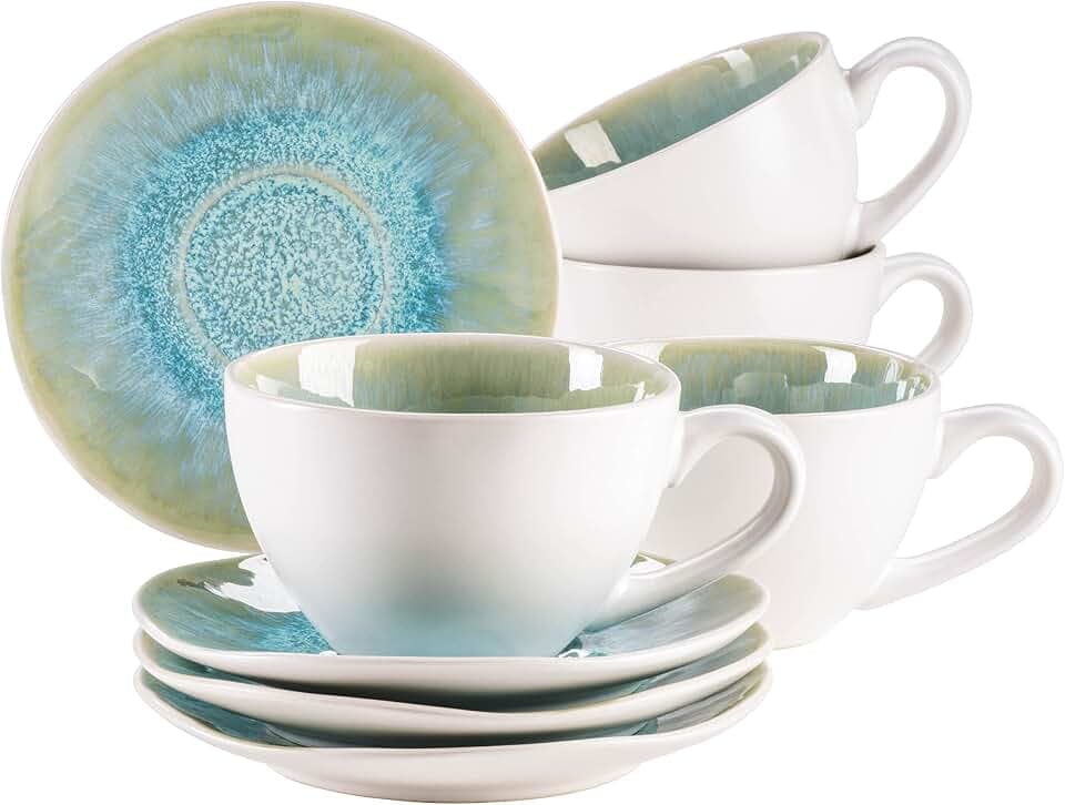 MÄSER Tassen-Set, Steinzeug FROZEN Grün, 8-teiliges Set