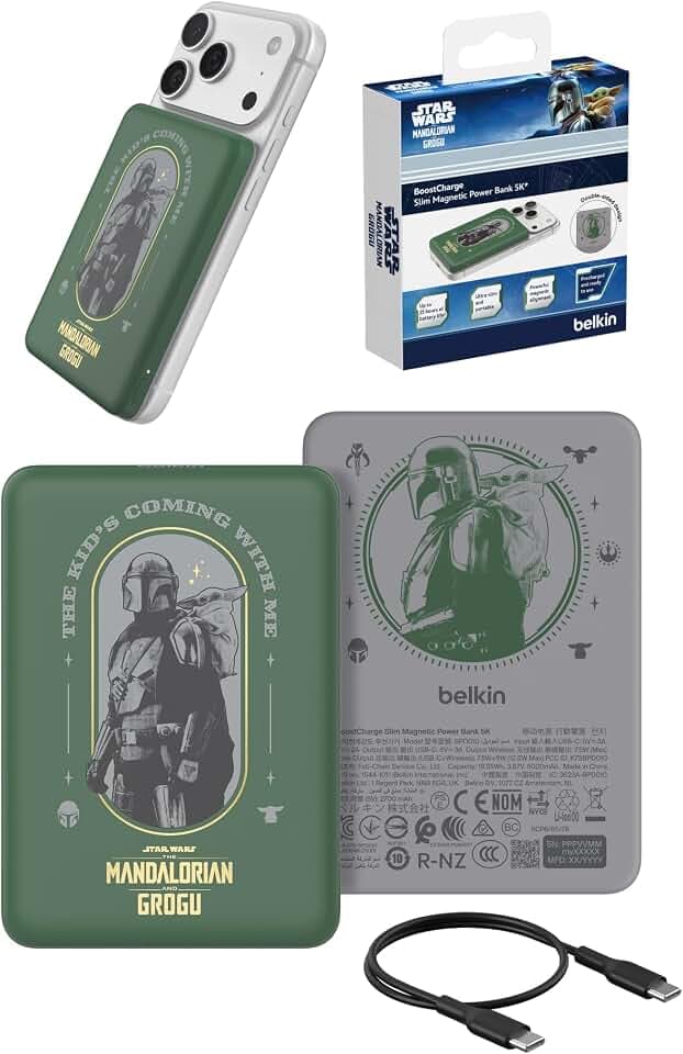 Belkin Disney Mandalorian and Grogu, Magnetic Power Bank 5000mAh Charger