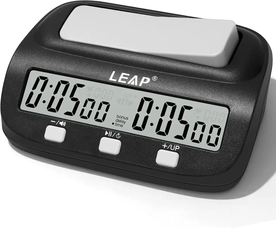 LEAP Schachuhr Verbessert Digitalel Schach Timer mit Bonus & Delay Countdown Funktion für Schach und 2 Spieler Brettspiele Schwarz