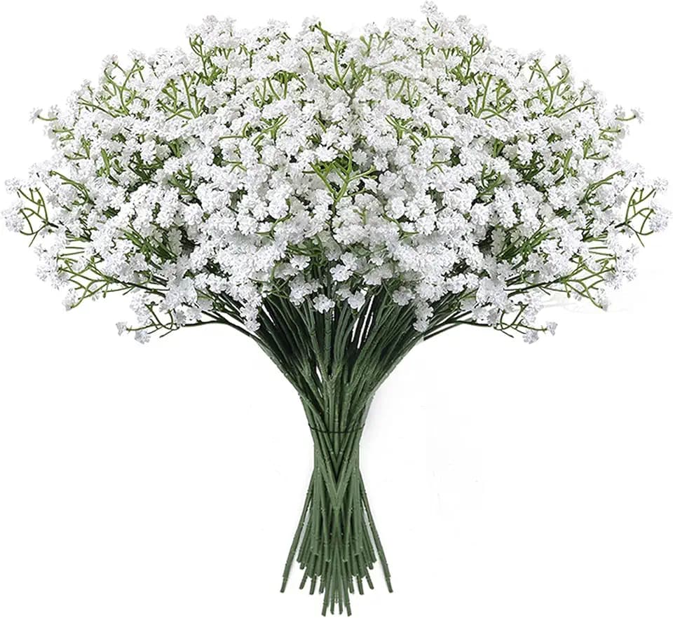 21'' Babys Breath Artificial Flowers 18 Pcs White Gypsophila Faux Flowers