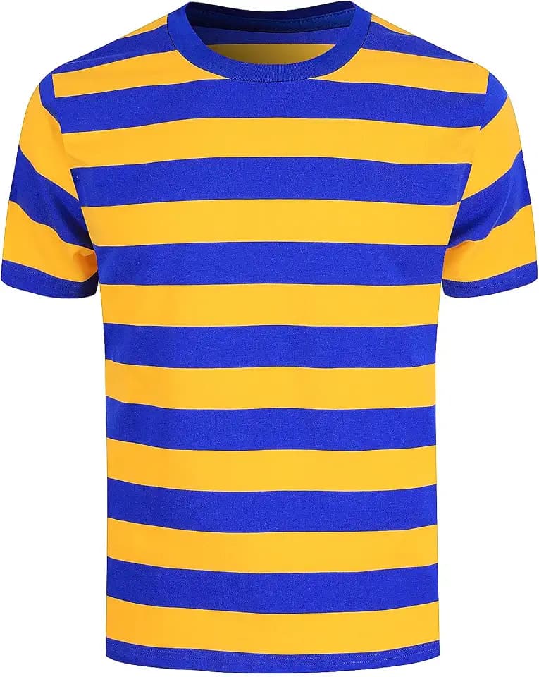 Herren Breit Gestreifte Baumwolle Kurzarm T-Shirts