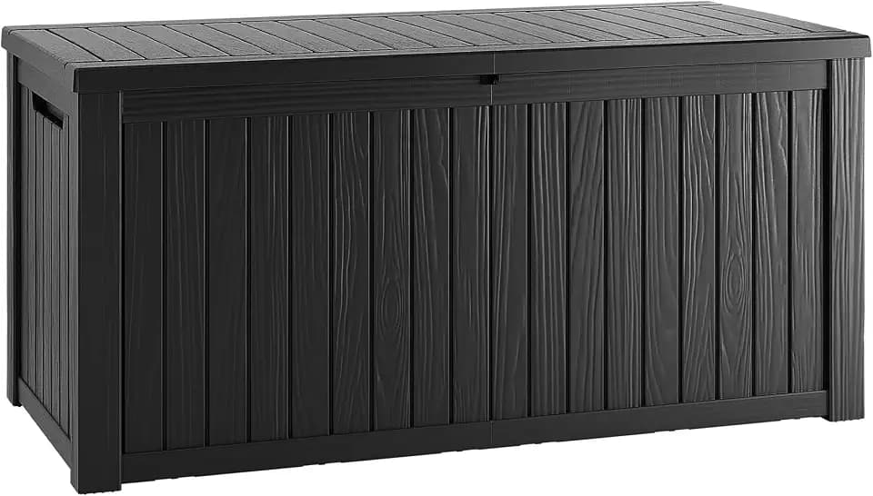 200 Gallon Outdoor Storage Box for Patio Furniture, Pool Accessories, and Garden Tools Black