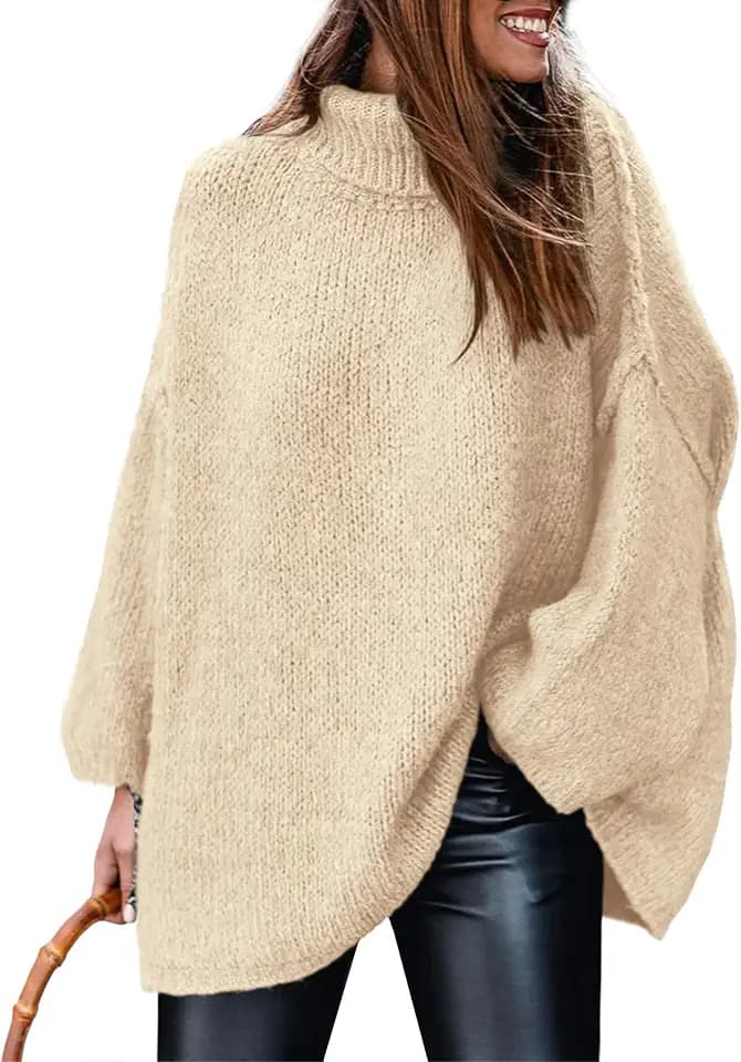 PRETTYGARDEN Womens Turtleneck Long Sleeve Oversized Sweaters