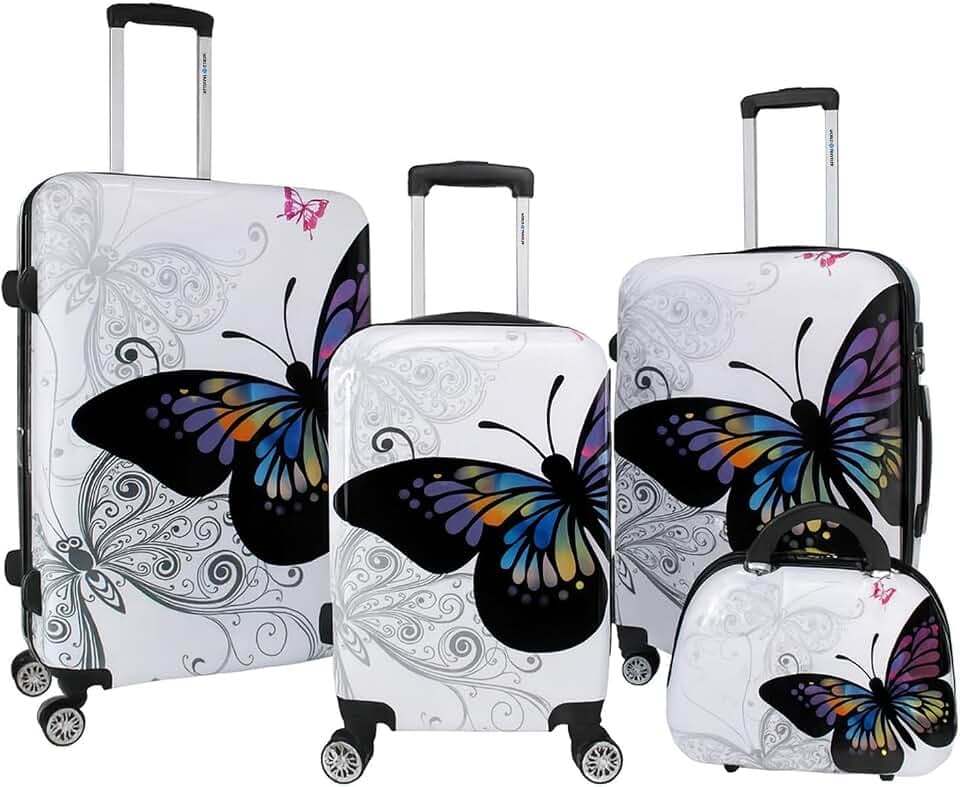 World Traveler Butterfly Luggage, 4-Piece Set