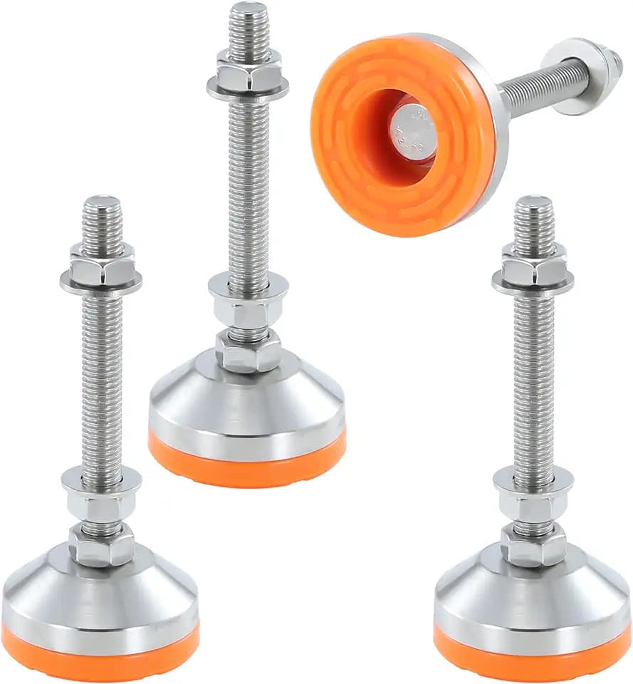 Heavy Duty 2400 lb Capacity Stainless Steel Adjustable Leveling Feet for Shelving,Machinery Devices, Workbench,Furniture,M12 Thread, 2.33inches Dia Base, Anti-Slip Nylon Pad